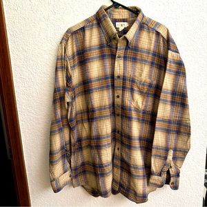 J.Crew Men’s Flannel Shirt Size XL Plaid Multicolor Beige Browns